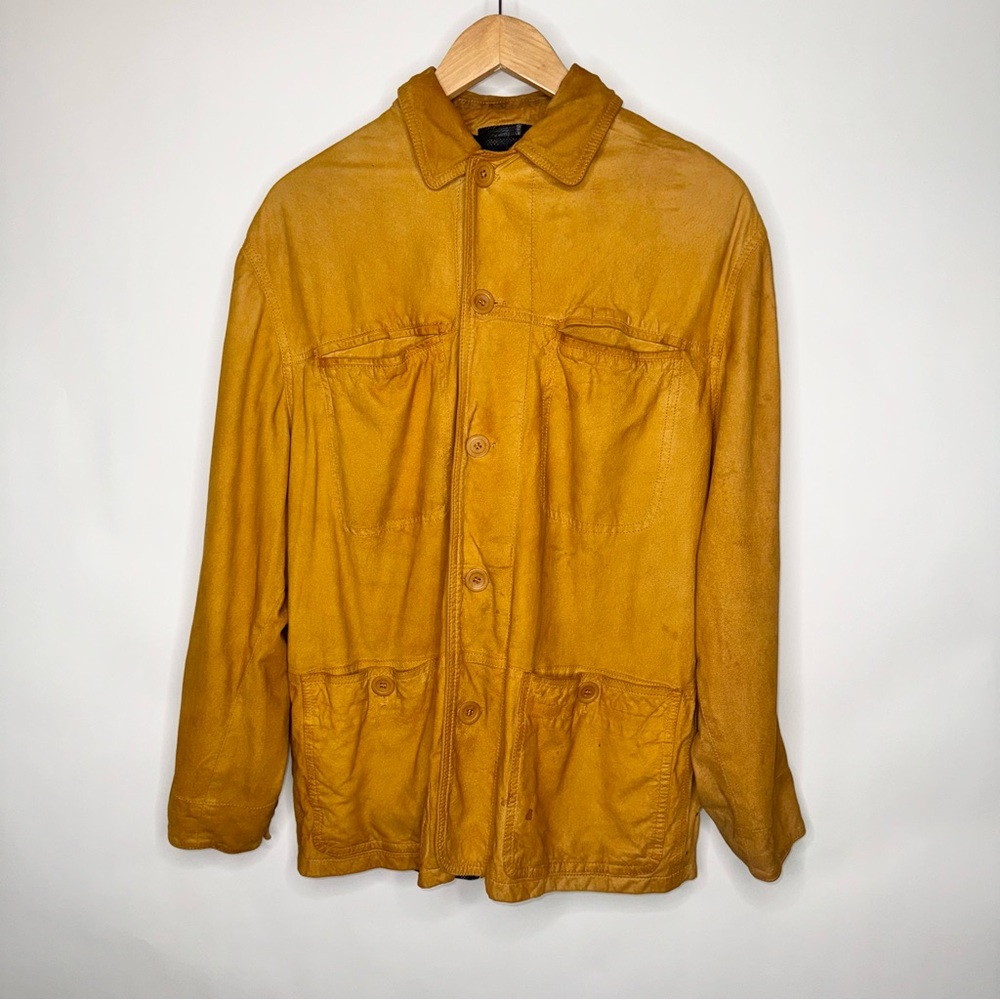 VINTAGE LA MATTA CENTURY GENUINE QUALITY GARMENT SUEDE BUTTON DOWN MEDIUM